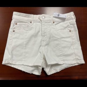 American Eagle Super Hi-Rise Shortie White Denim Shorts 4 NWT